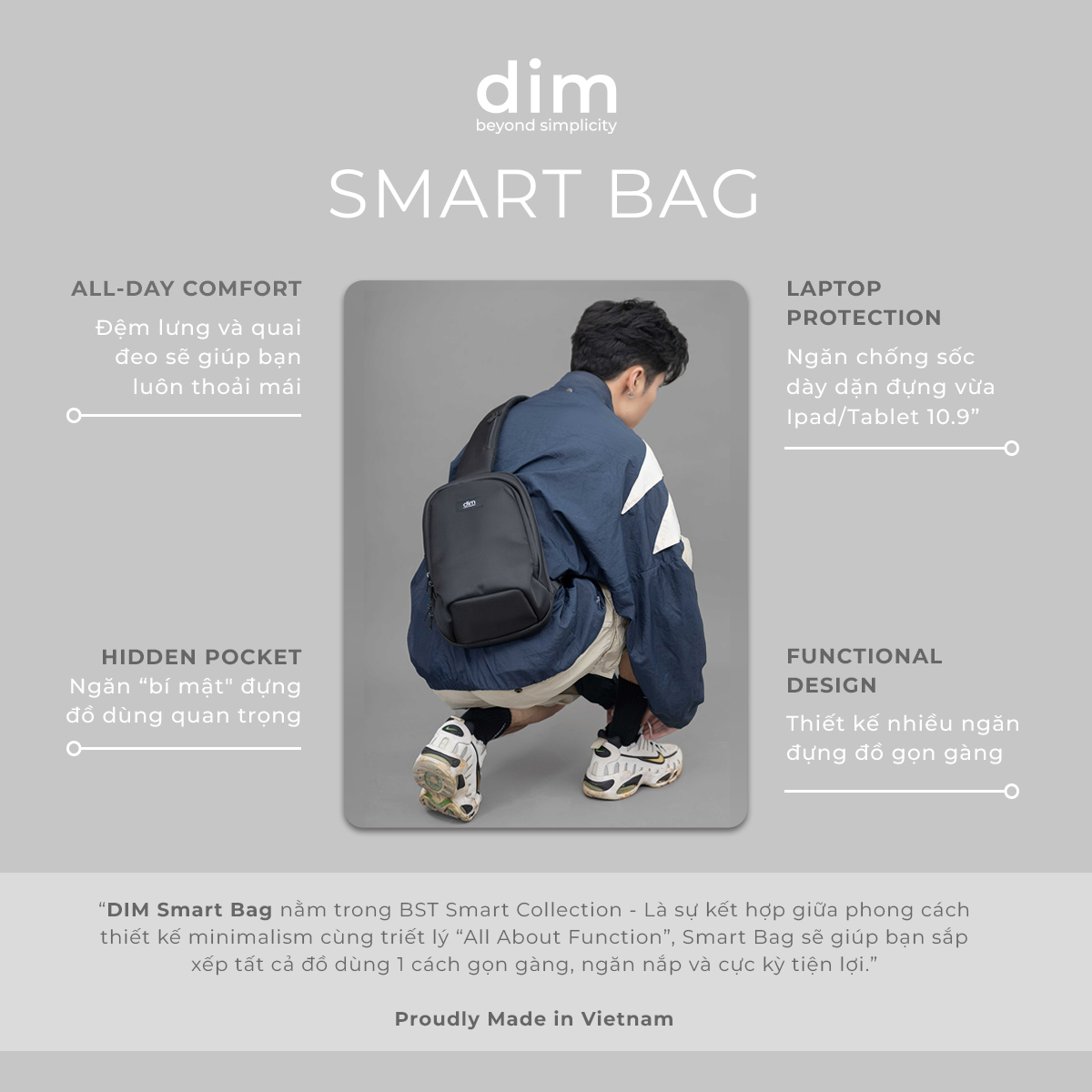 Mô tả Túi đeo chéo DIM Smart Bag - 1
