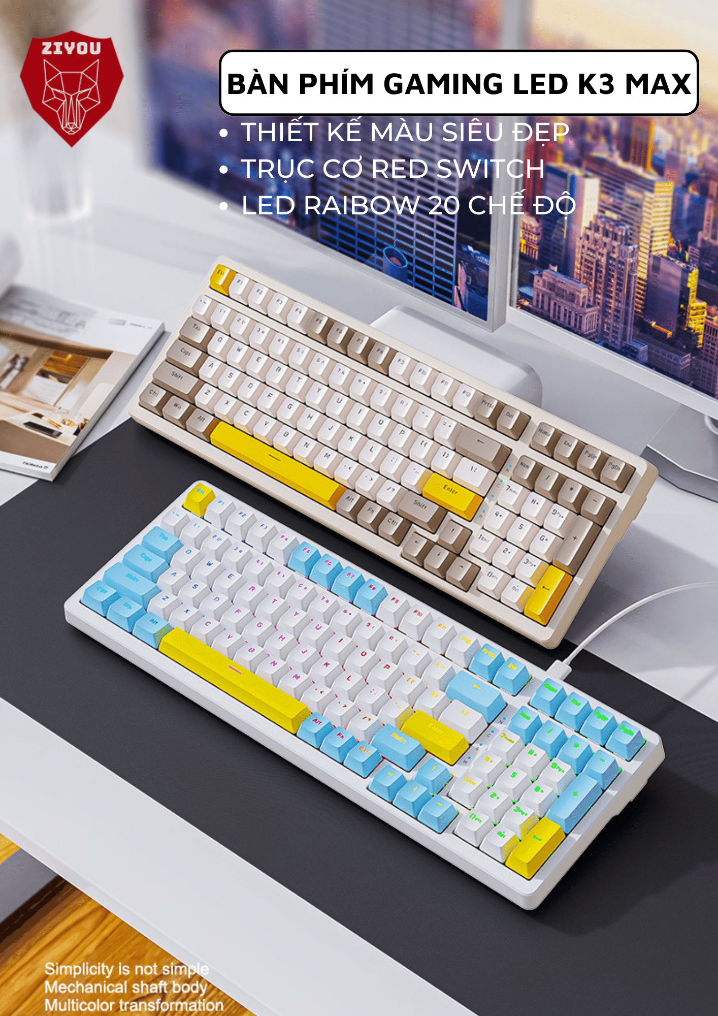 Bàn phím ZIYOU K3 MAX mới