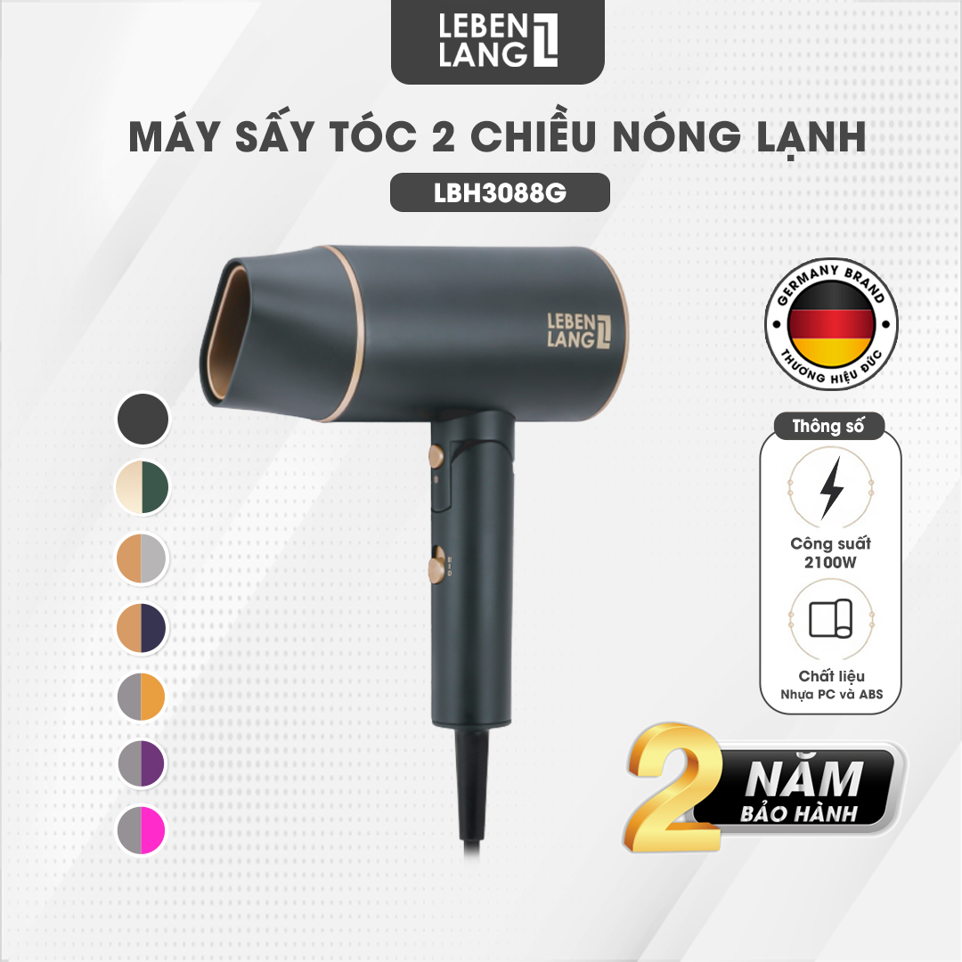 Mô tả Máy sấy tóc Lebenlang LBH3088,2100W, 2 chiều nóng lạnh, bấm giữ nút, gấp gọn, chống xơ rối tóc - 1