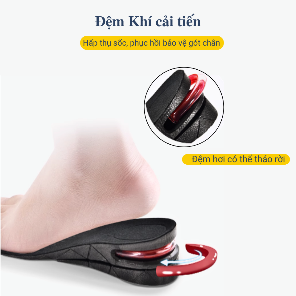 Mô tả Lót Giày Tăng Chiều Cao Đệm Khí VISIBLE - AIR MINSU M5502 Miếng Độn Gót Nâng Đế Giày Tây, Thể Thao Nam Nữ Tháo Rời Được - 7