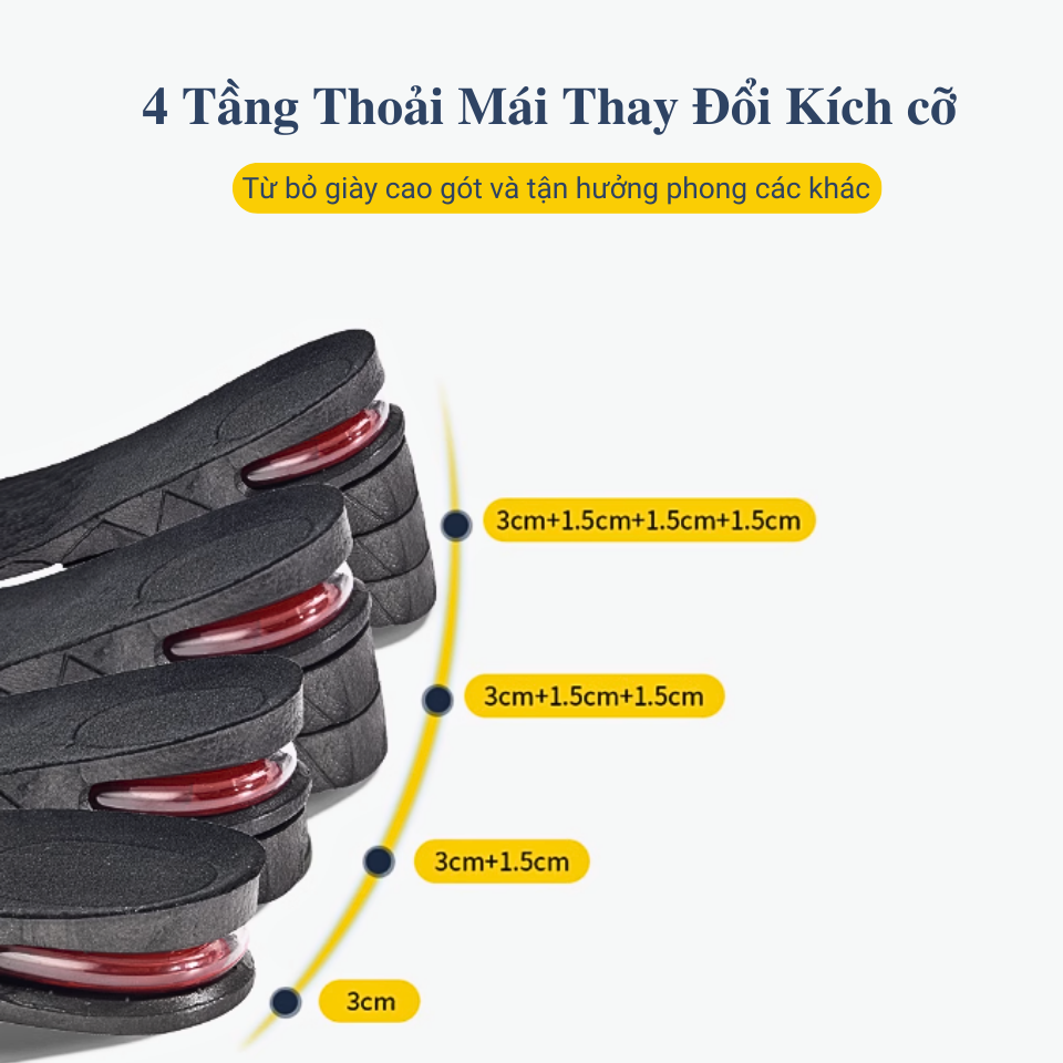 Mô tả Lót Giày Tăng Chiều Cao Đệm Khí VISIBLE - AIR MINSU M5502 Miếng Độn Gót Nâng Đế Giày Tây, Thể Thao Nam Nữ Tháo Rời Được - 8