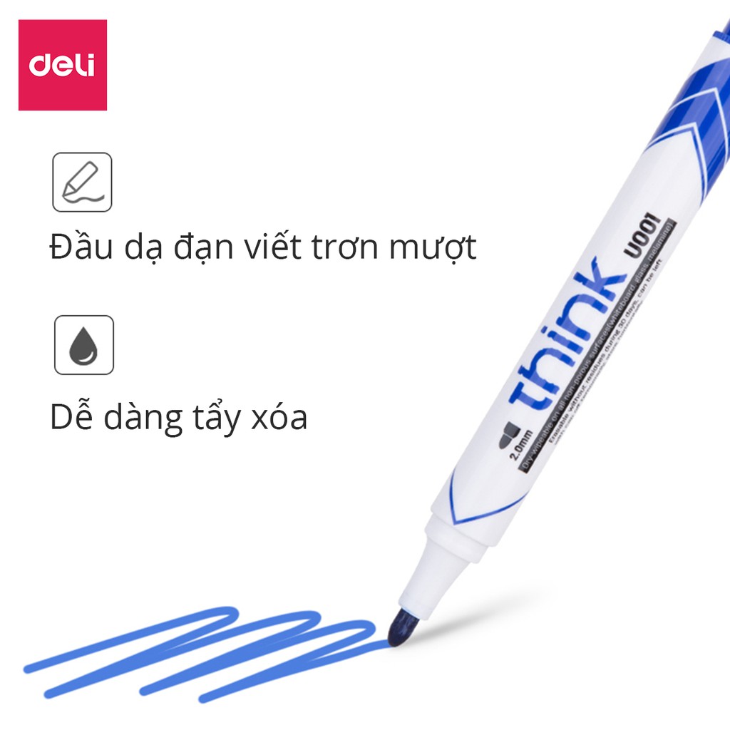 Mô tả Bút Lông Viết Bảng Trắng Xóa Được Deli 3 Màu - Bút Viết Trơn Mượt Tiện Dụng An Toàn Không Độc Hại - 2