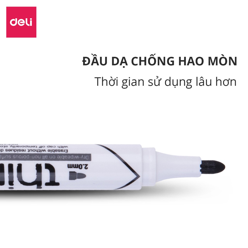 Mô tả Bút Lông Viết Bảng Trắng Xóa Được Deli 3 Màu - Bút Viết Trơn Mượt Tiện Dụng An Toàn Không Độc Hại - 3