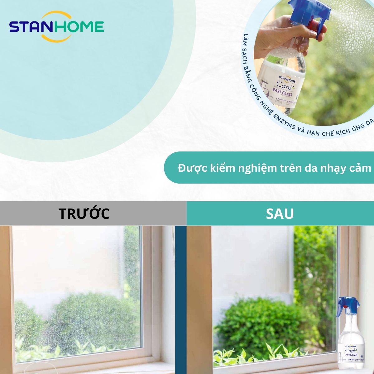 Mô tả Nước Lau Kính Hữu Cơ STANHOME Easy Glass Care Tẩy Ố Gương, Kính Không Để Lại Vệt An Toàn Da Nhạy Cảm 500ML - 3