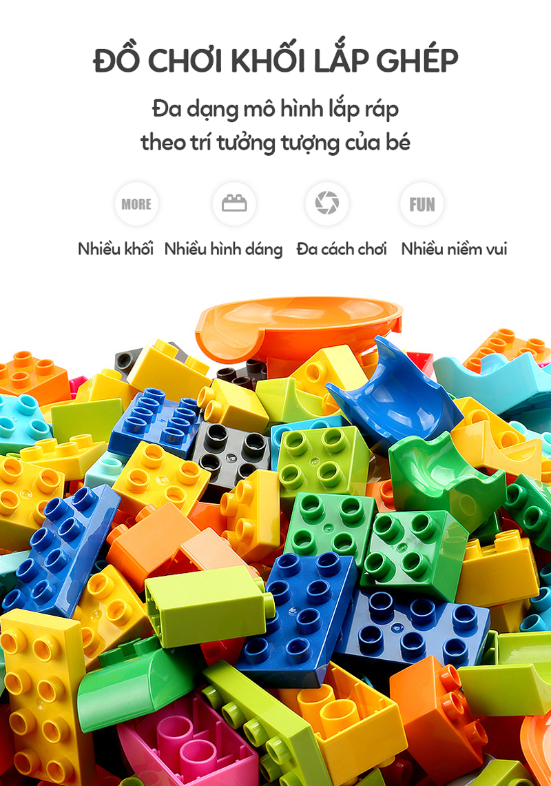 Mô tả Đồ chơi xếp hình cho bé loại to, bộ lắp ghép các khối cỡ lớn bằng nhựa ABS túi 500 gram - 1