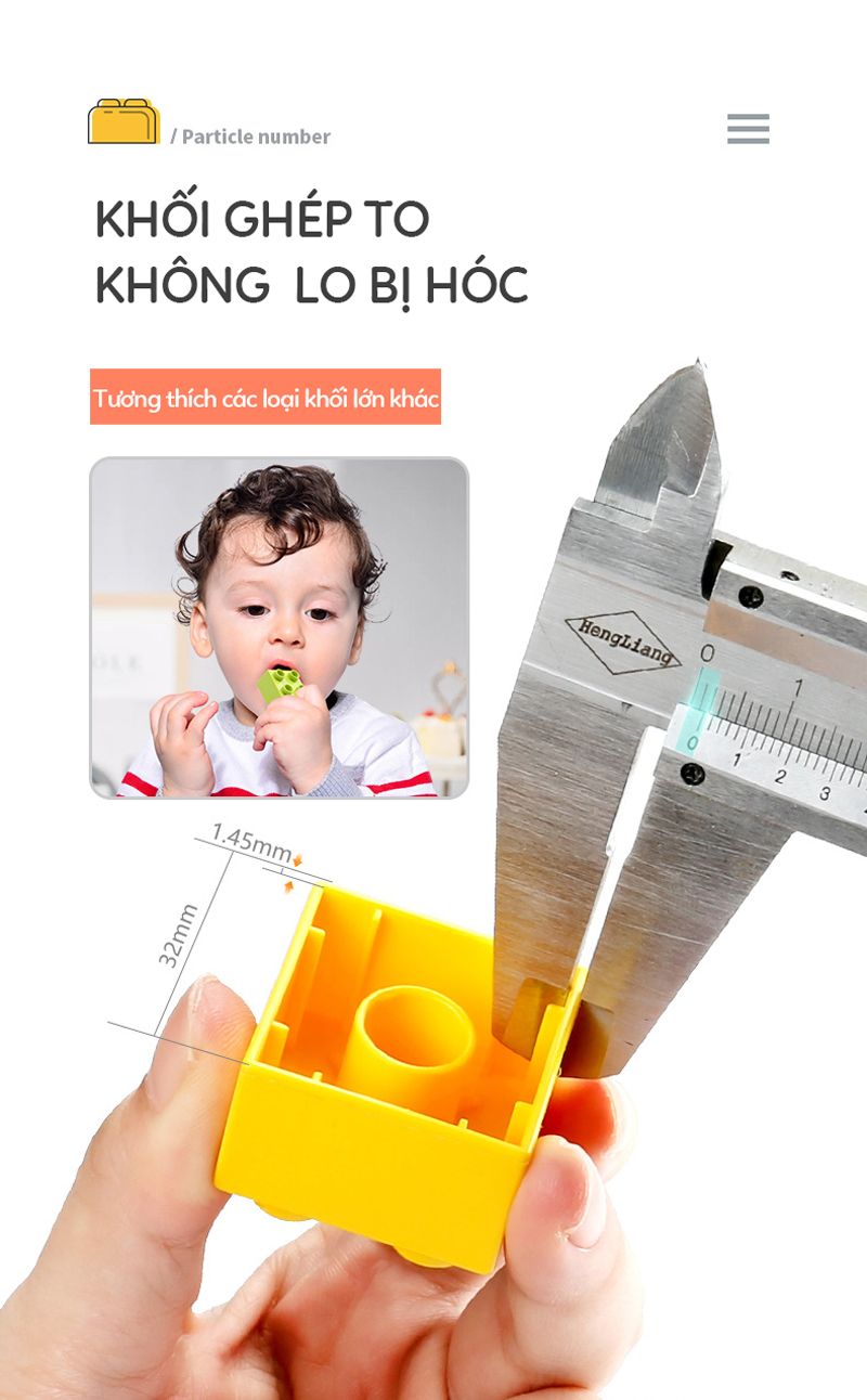 Mô tả Đồ chơi xếp hình cho bé loại to, bộ lắp ghép các khối cỡ lớn bằng nhựa ABS túi 500 gram - 4