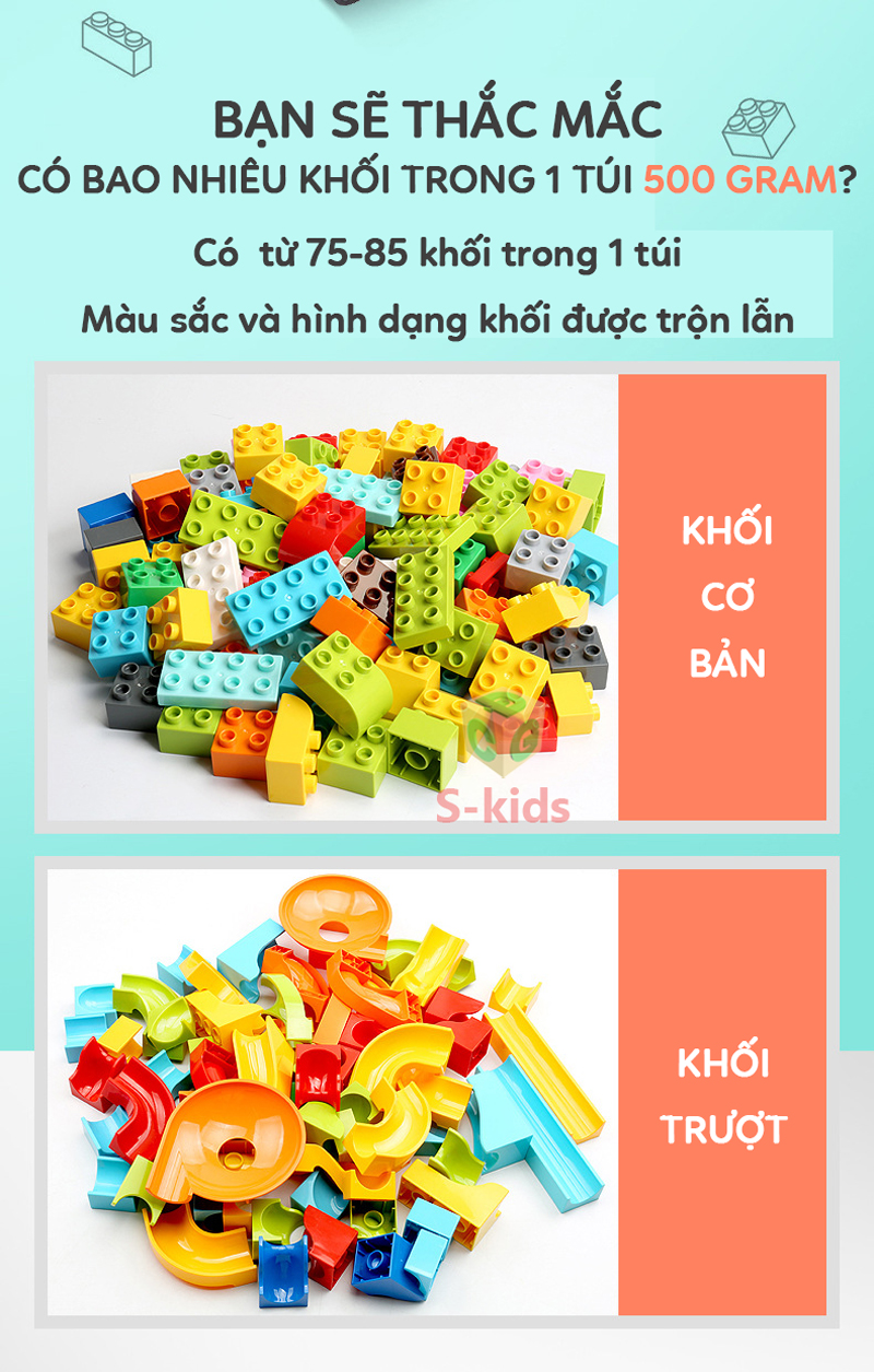 Mô tả Đồ chơi xếp hình cho bé loại to, bộ lắp ghép các khối cỡ lớn bằng nhựa ABS túi 500 gram - 6