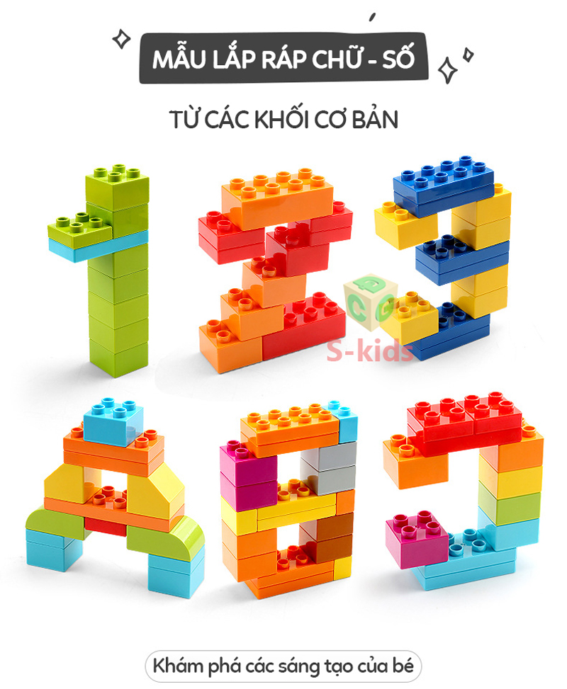 Mô tả Đồ chơi xếp hình cho bé loại to, bộ lắp ghép các khối cỡ lớn bằng nhựa ABS túi 500 gram - 8
