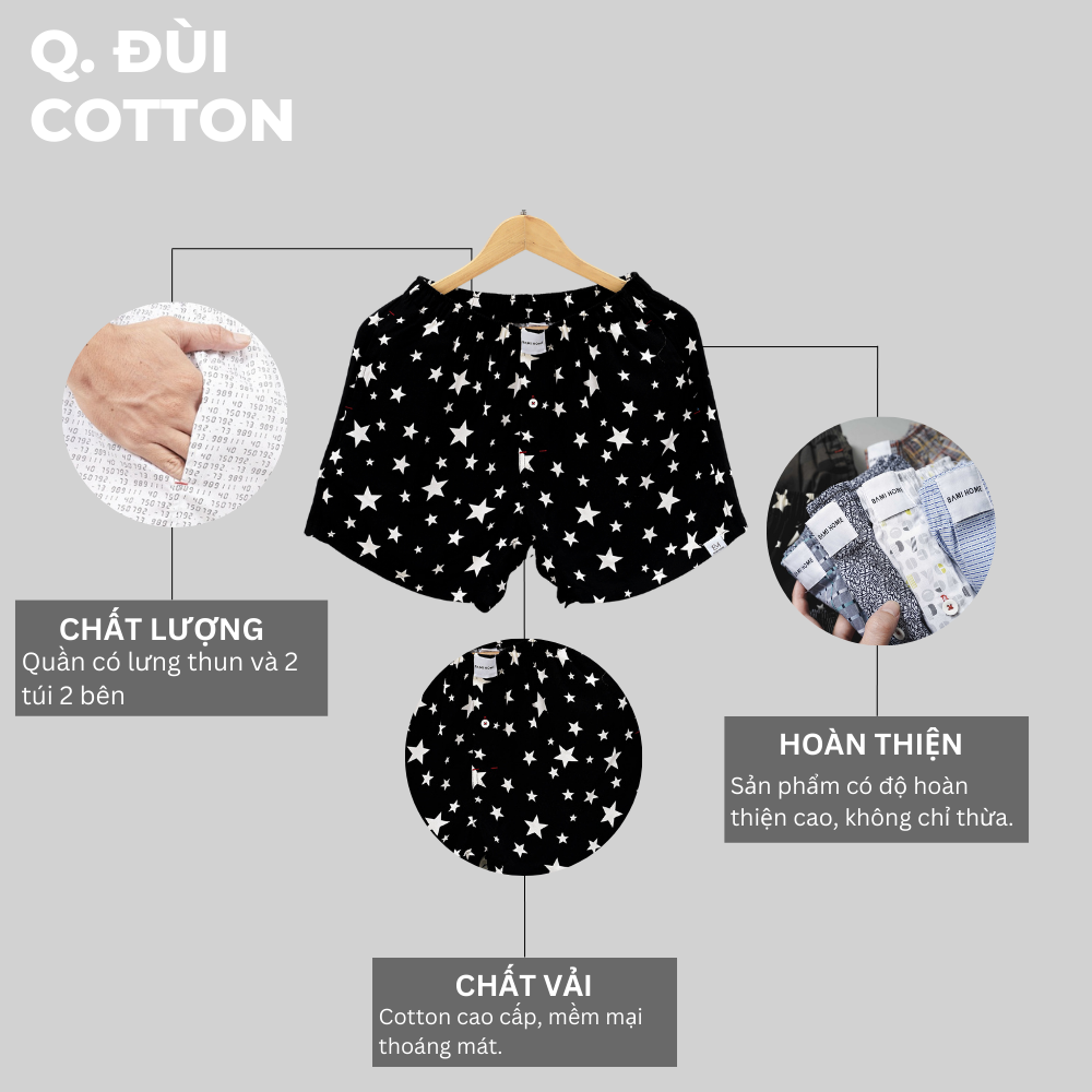 Mô tả Quần đùi nam cotton BAMI HOME mặc ngủ nhà có túi mềm mại thoáng mát QC01 - 5 - 3