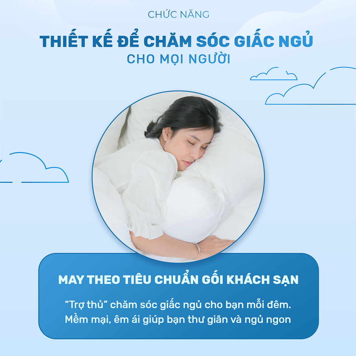 Mô tả Ruột gối ôm CHU MY, bông Microfiber, vỏ 100% cotton T400, khách sạn 5 sao, D35x100cm - 2