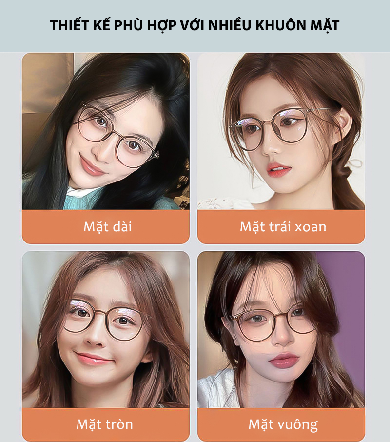Mô tả Kính Chống Bụi, Chống Ánh Sáng Xanh AORON Mắt Mèo Cá Tính Thời Trang Gọng Kim Loại Đàn Hồi Phù Hợp Mọi Khuôn Mặt AK103 - 8