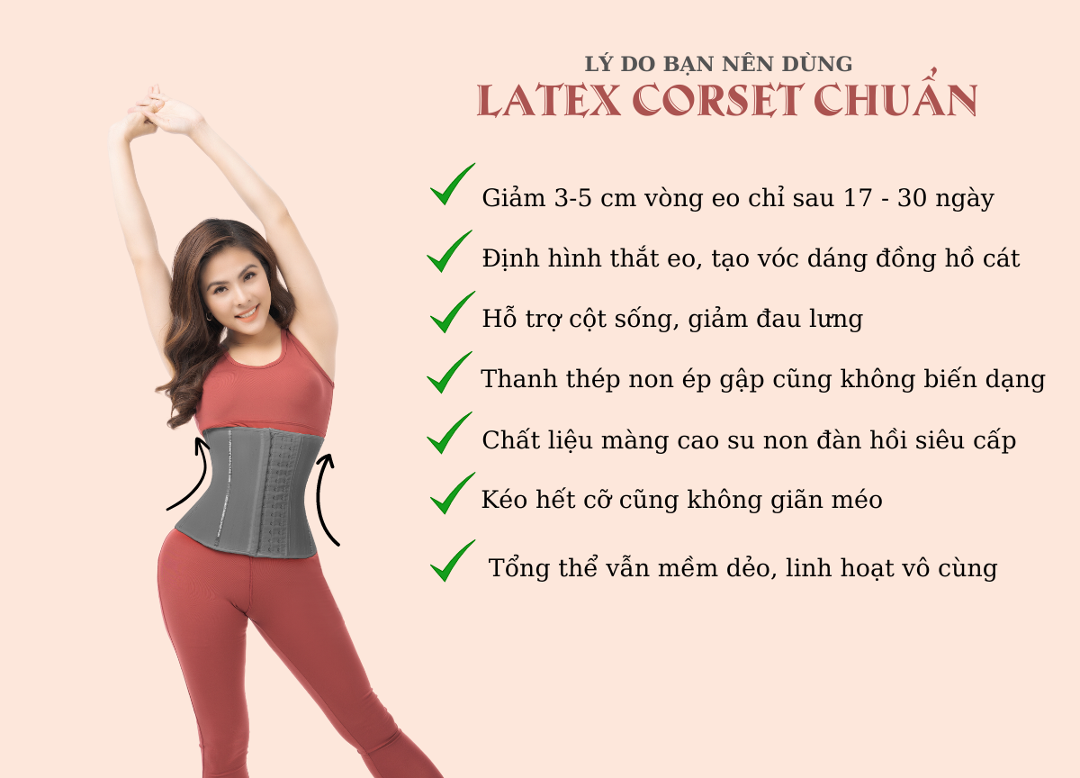 Mô tả Đai nịt bụng giảm mỡ định hình eo thon Latex Corset Chuẩn Luxury truyền thống 25cm - 1