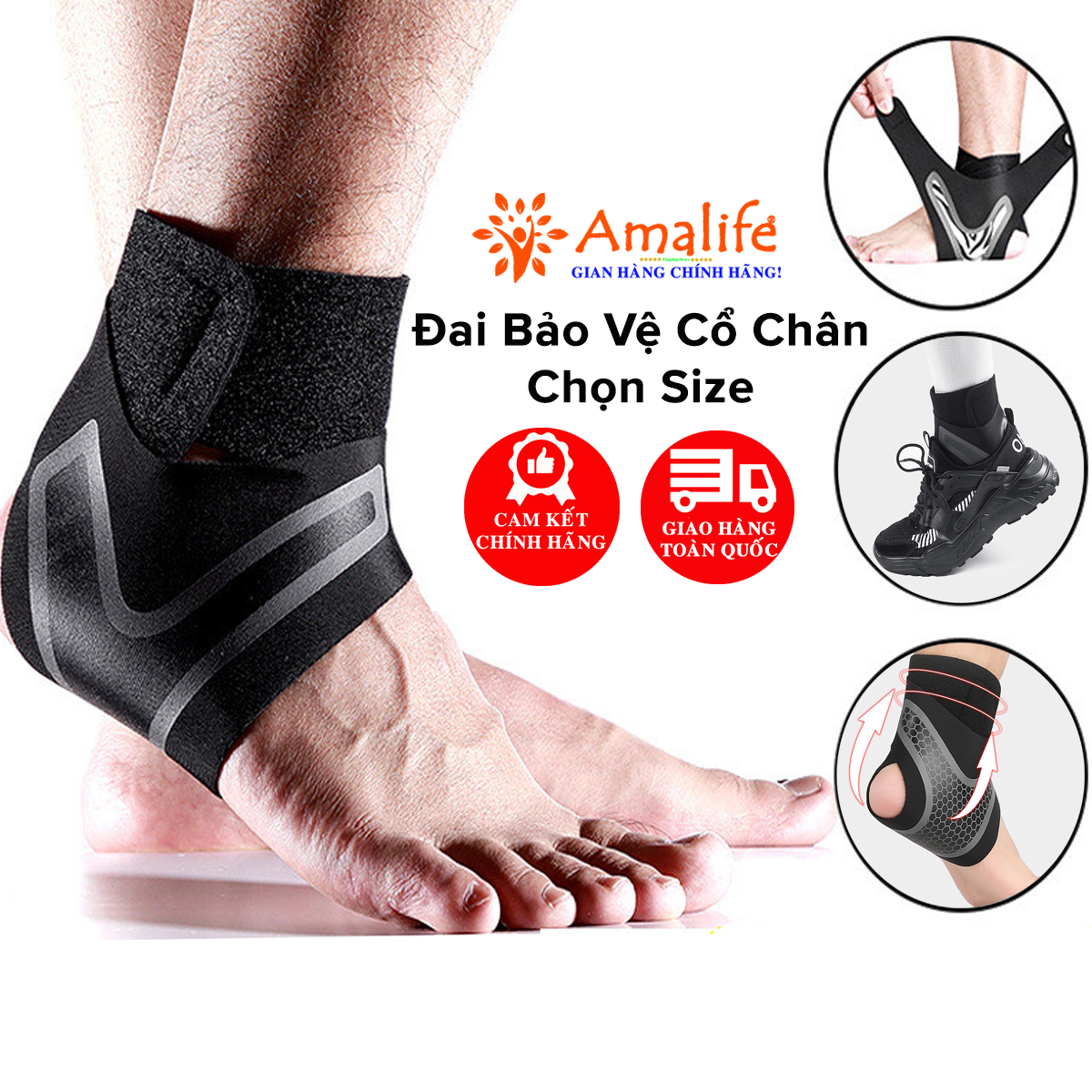 Mô tả Đai Băng Quấn Cổ Chân Giúp Bảo Vệ Mắt Cá Chân, Chống Lật Cổ Chân Khi Chơi Thể Thao, Bóng Đá, Tập Gym Chính Hãng Amalife - 1