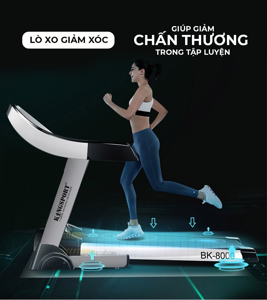 Mô tả Máy chạy bộ KINGSPORT BK-8000 đơn năng,tốc độ tối đa 14km/h,12 chường trình luyện tập - 3
