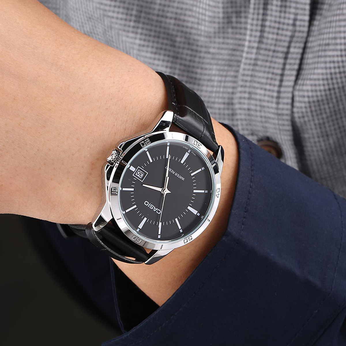Mô tả Đồng Hồ Casio Nam MTP-V004L-1AUDF Mặt Tròn Màu Đen Dây Da Chính Hãng - 1