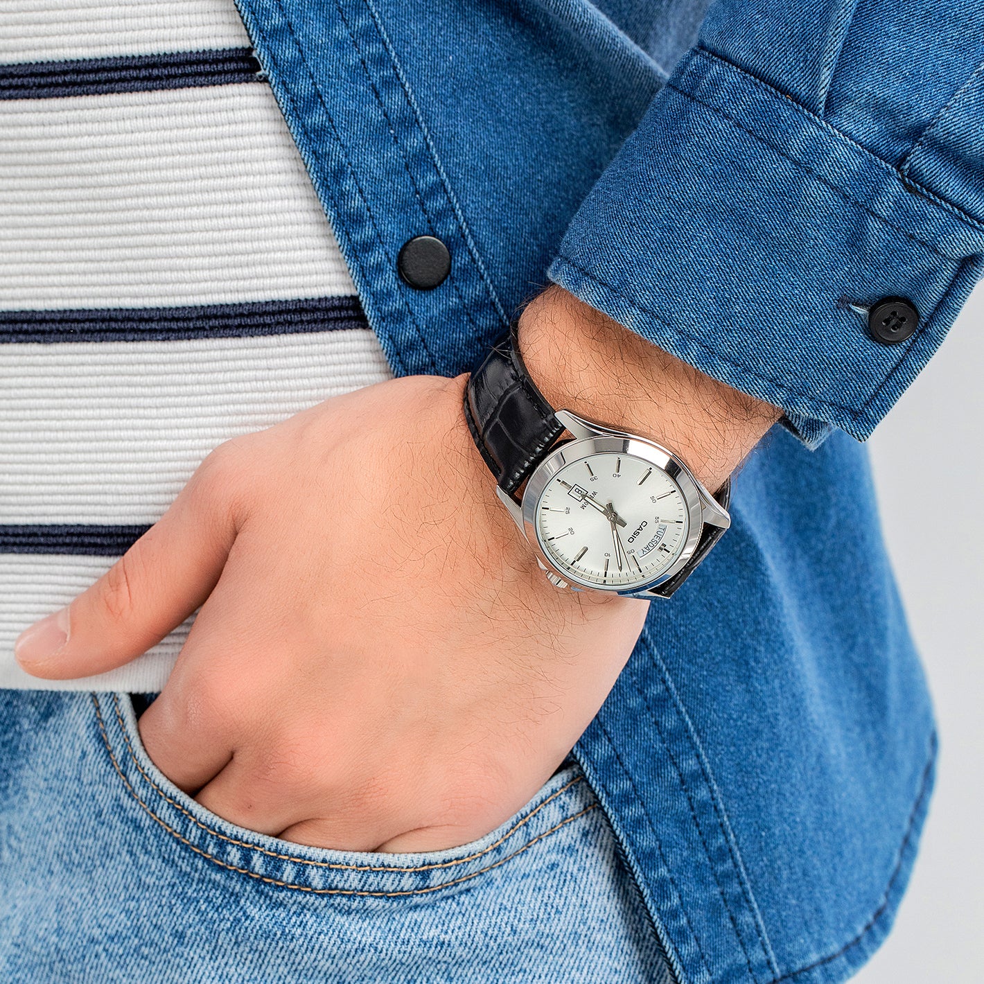 Mô tả Đồng Hồ Casio Nam MTP-1370L-7AVDF Mặt Tròn Màu Trắng Dây Da Chính Hãng - 1
