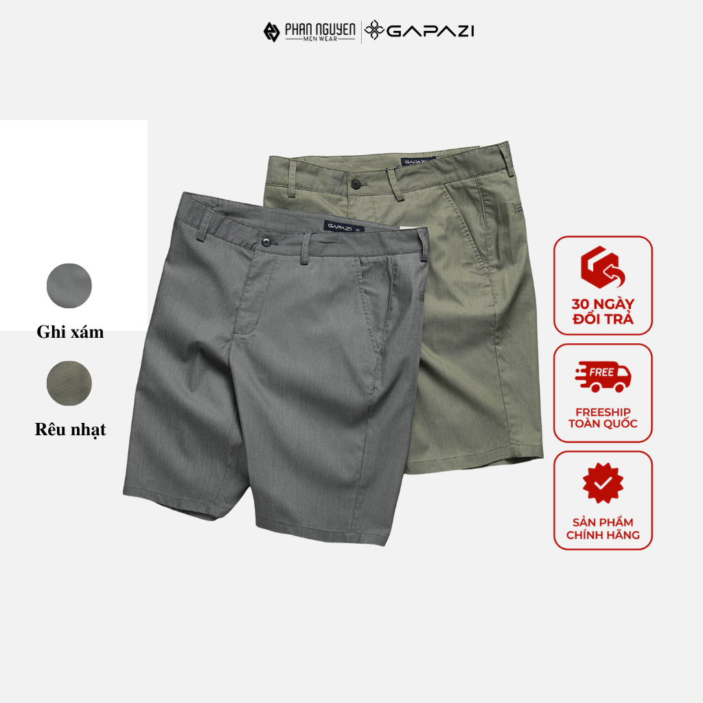 Mô tả Quần short kaki nam Gapazi chất liệu vải mềm mát, bền màu hạn chế nhăn nhàu, form đứng, năng động, thoải mái GQS.001-002 - 1