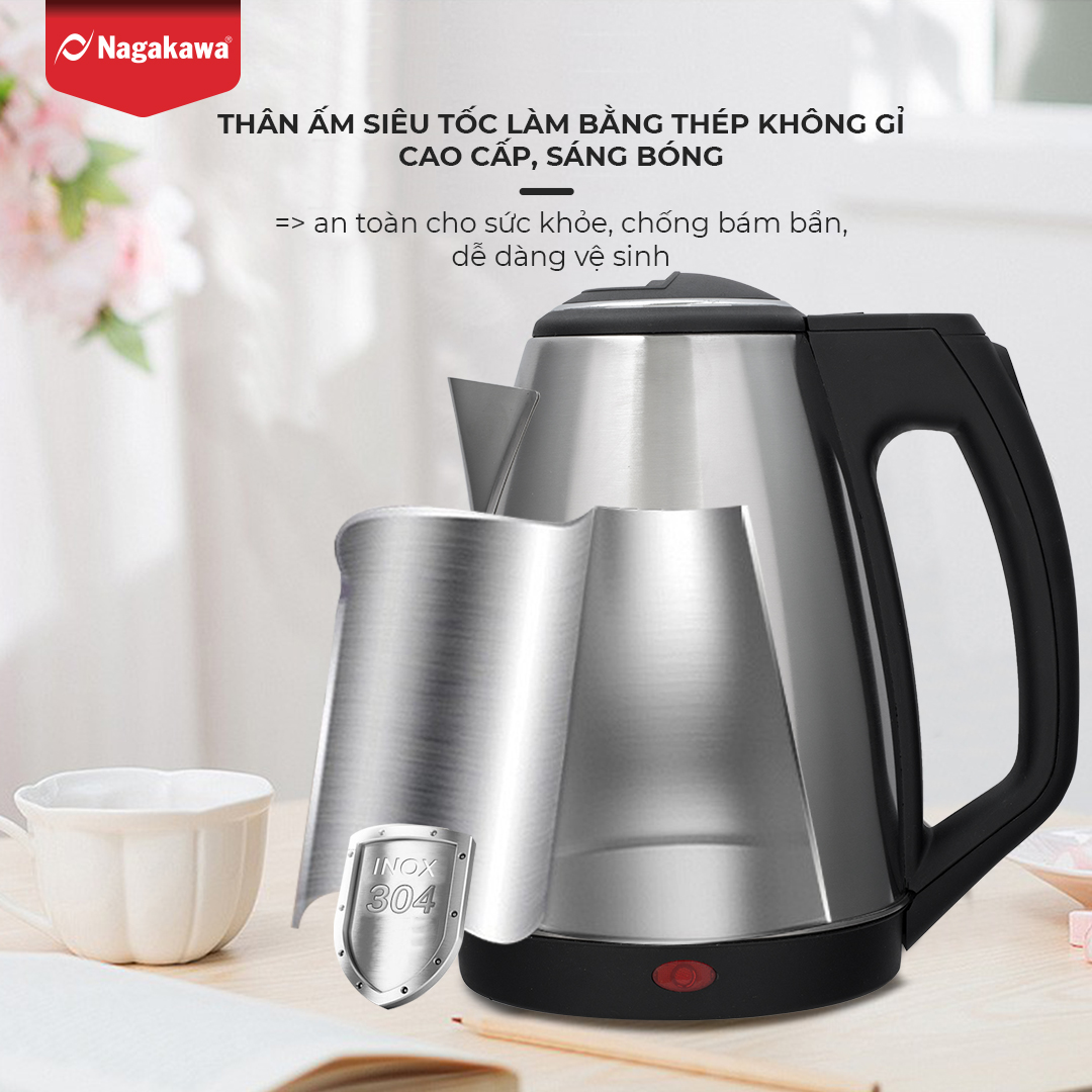Mô tả Ấm Siêu Tốc NAGAKAWA NAG0308 1.8l (1.8 Lít)  Bảo Hành 12 Tháng - 3