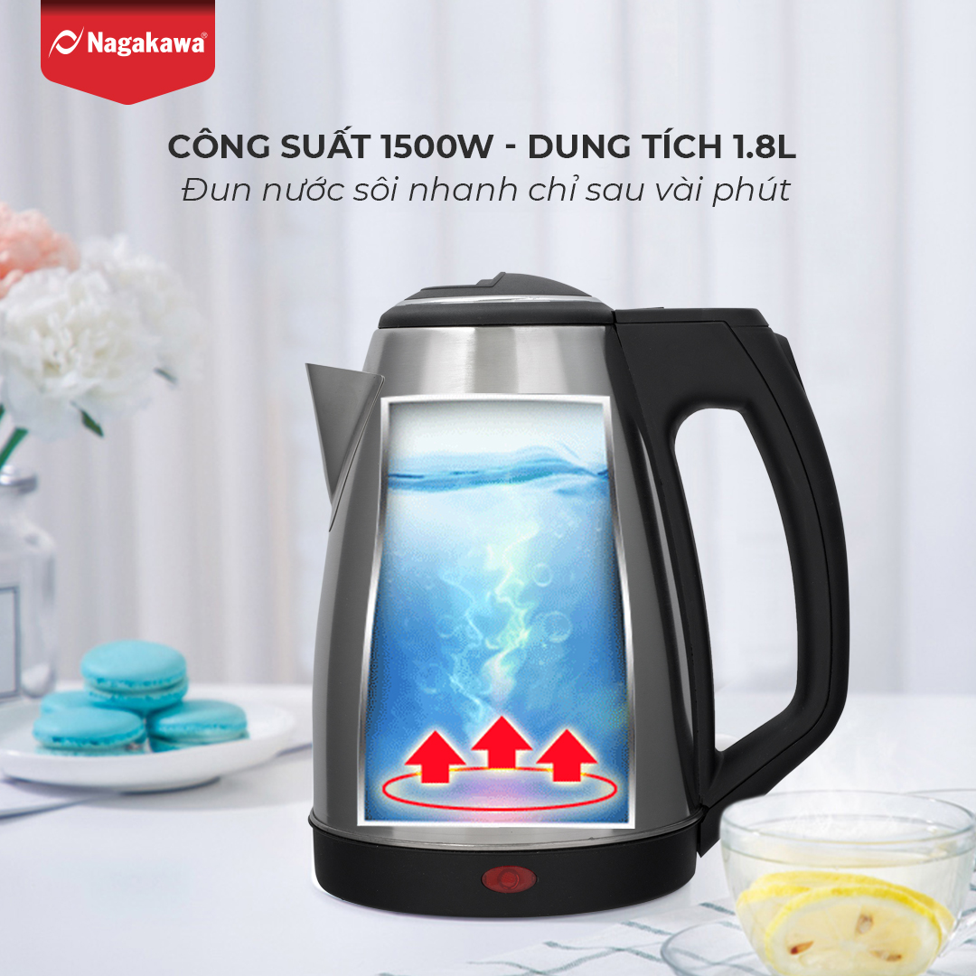 Mô tả Ấm Siêu Tốc NAGAKAWA NAG0308 1.8l (1.8 Lít)  Bảo Hành 12 Tháng - 5