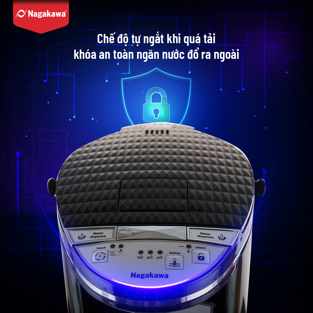 Mô tả Bình Thuỷ Điện Đun Nước Nóng Giữ Nhiệt Di Động NAGAKAWA NAG0404 (4 Lít)/NAG0405 (5L) Công Suất 750w, Inox 304, BH 1 Năm - 5