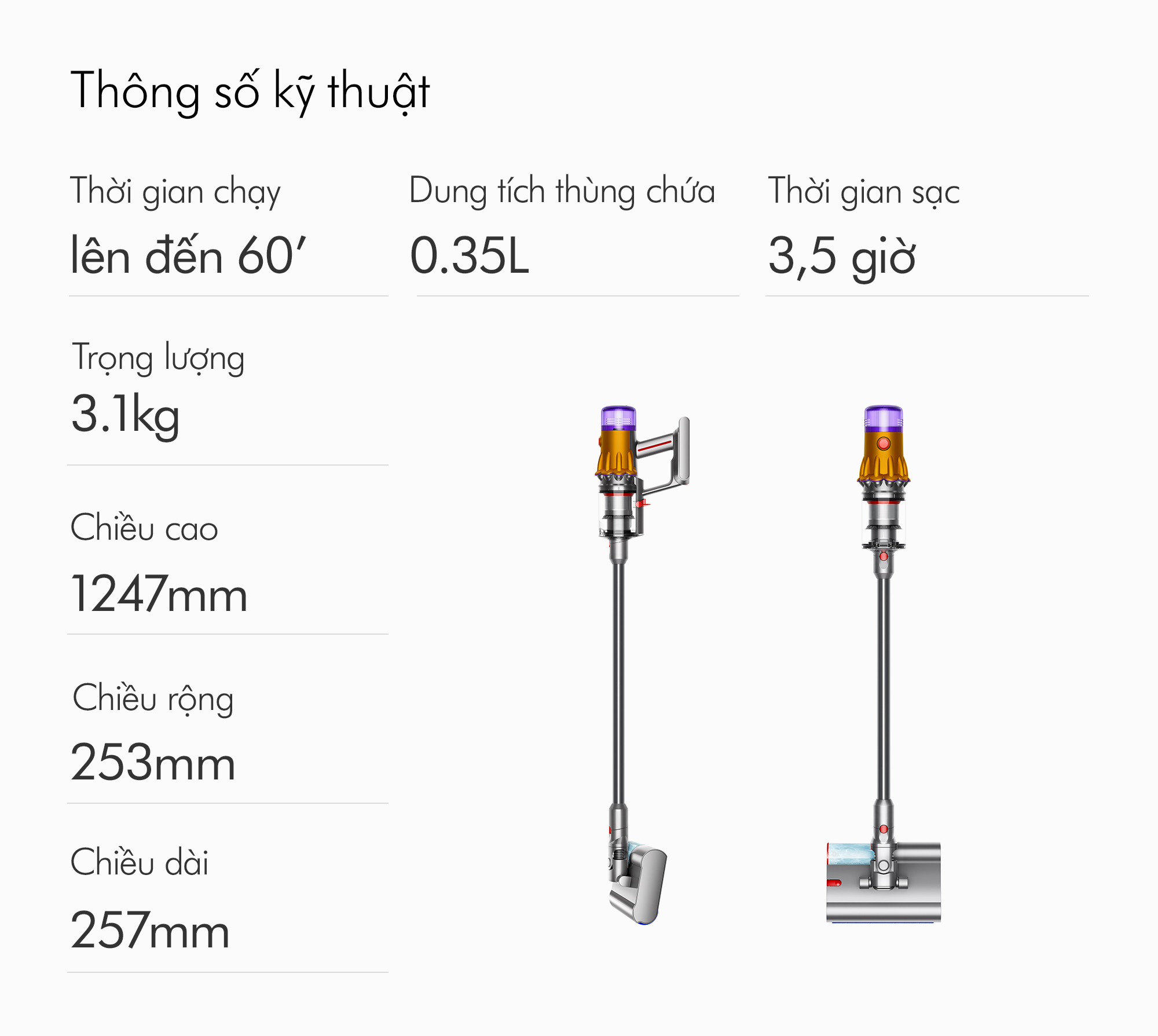 Mô tả Máy hút bụi lau nhà không dây Dyson V12 s Detect ™ Slim Submarine​ - 11