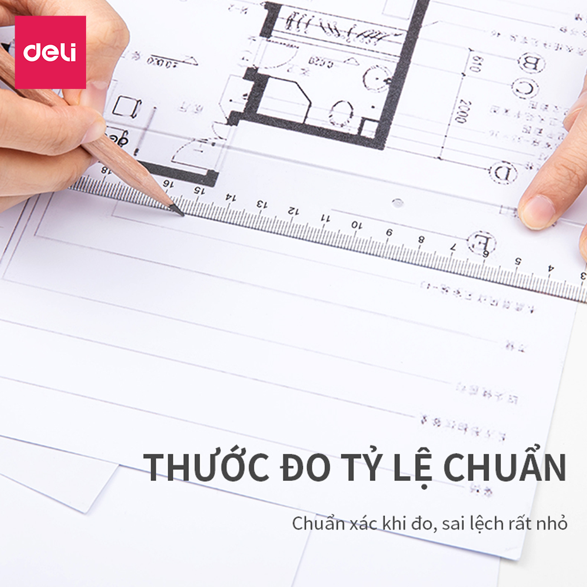 Mô tả Thước kẻ trong suốt Deli - 18/ 20/ 30cm - Chất liệu PS bền chống trầy xước - Phù hợp với học sinh dân văn phòng học tập - 1
