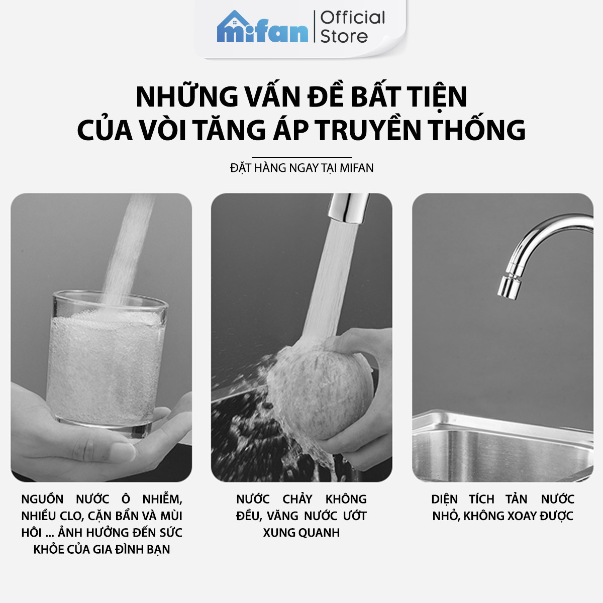 Đầu vòi rửa bát tăng áp lọc nước Mifan