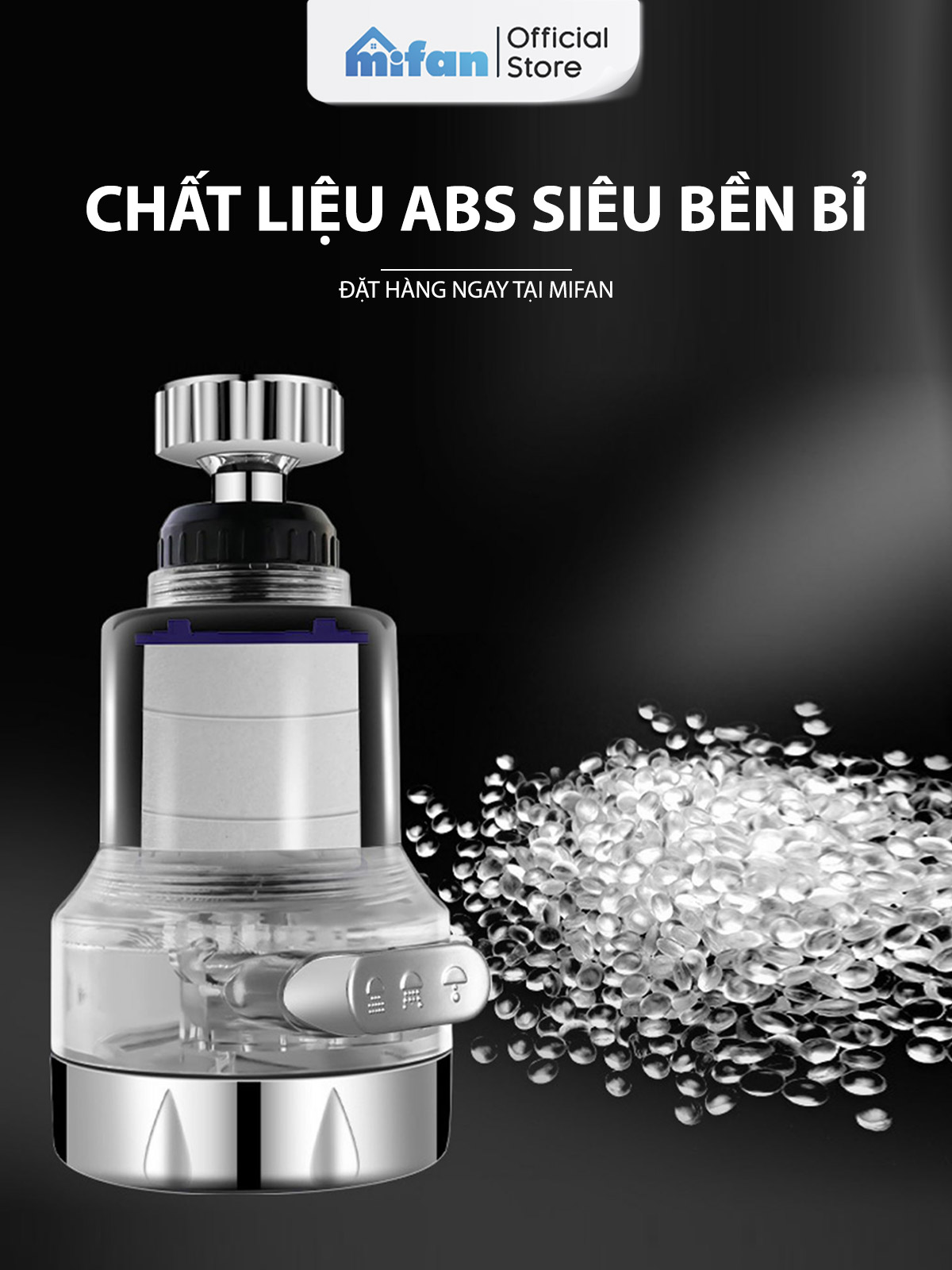 Mô tả Đầu vòi rửa bát tăng áp lọc nước 3 chế độ phun Mifan - Lõi PP loại bỏ cặn bẩn, clo, màu và mùi, cổ xoay 360 bồn rửa chén - 5