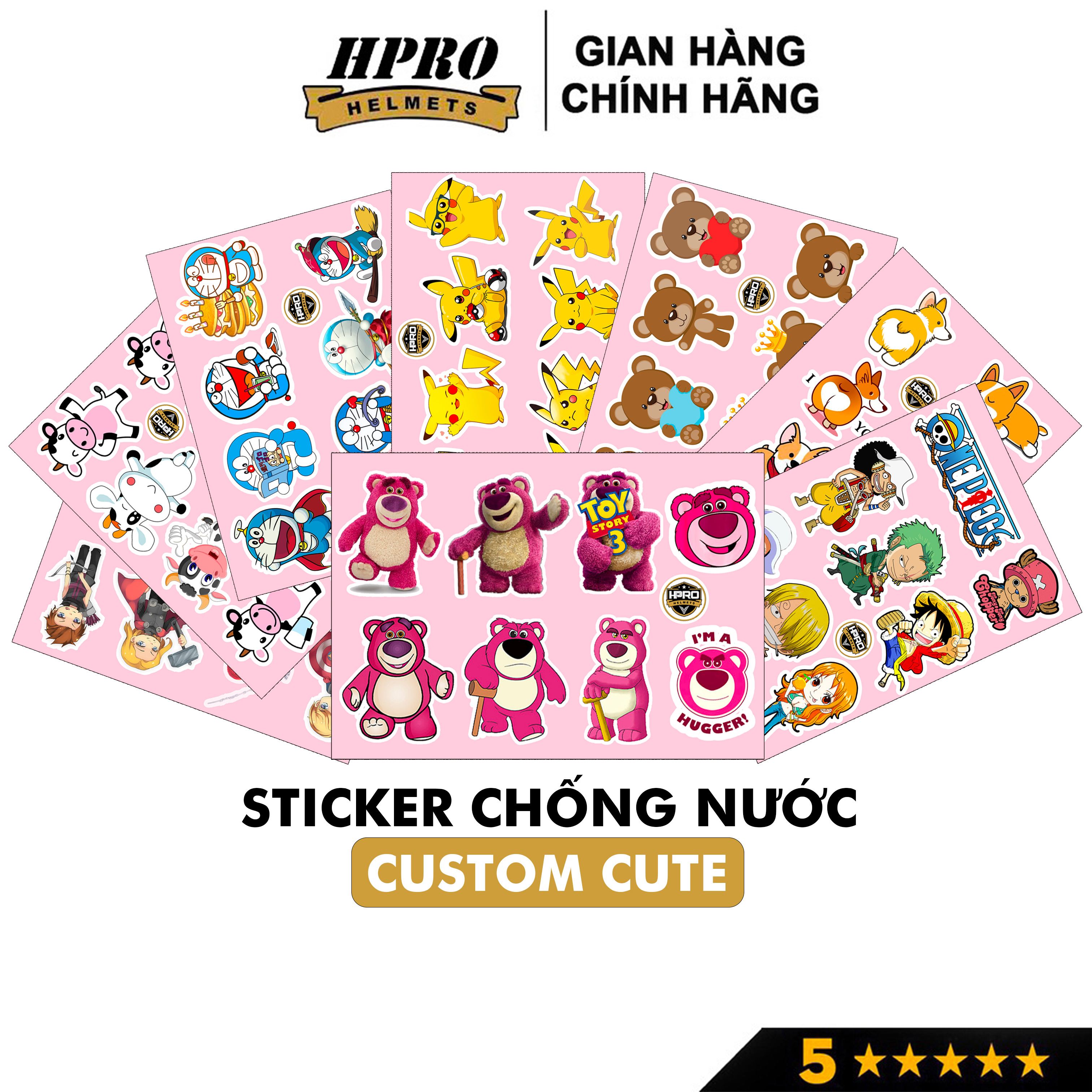 Mô tả Sticker custom cute Hpro Helmet, chống nước dán mũ bảo hiểm, laptop, điện thoại, đàn guitar, vali, trang trí vv... - 1