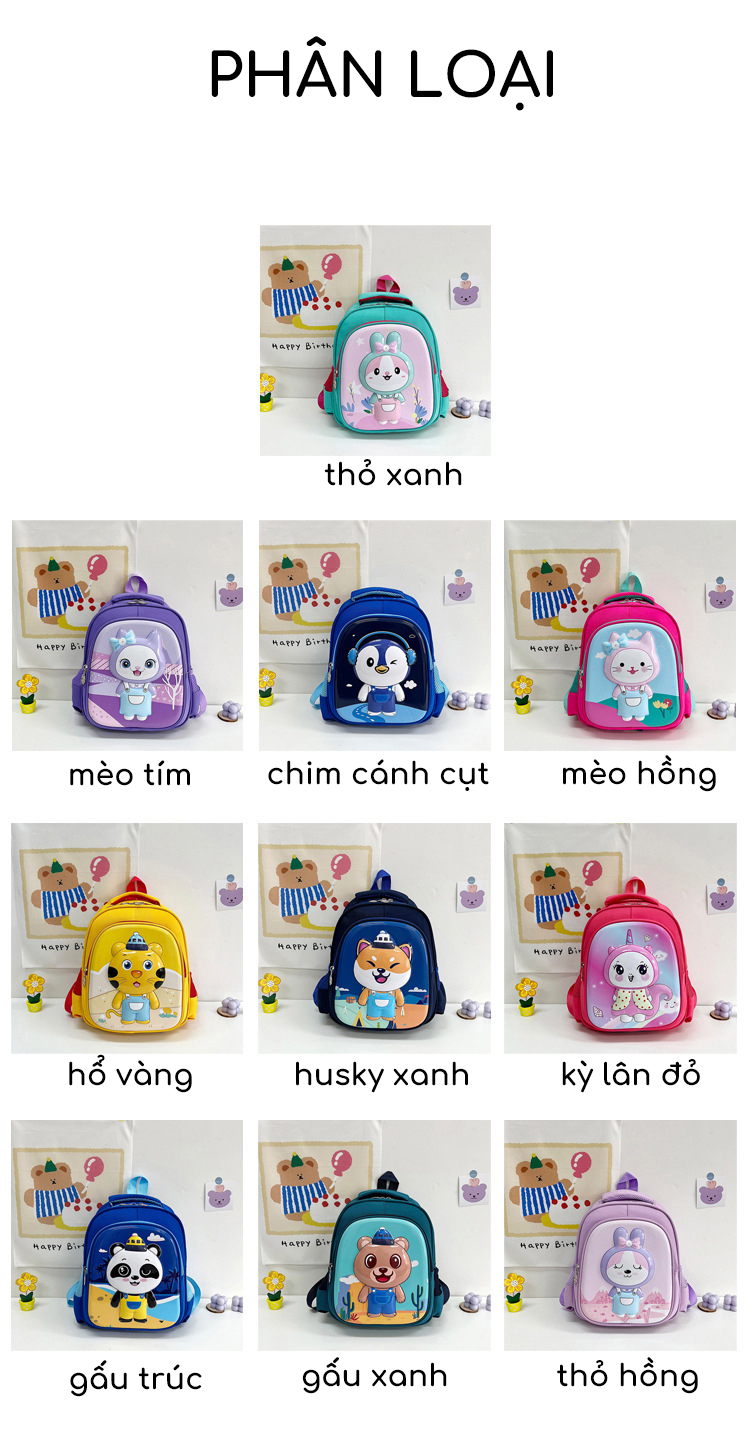 Mô tả Balo trẻ em từ 2 đến 5 tuổi 1989KIDS Balo cho bé mầm non đi học chất liệu nhựa Eva chống thấm nước,siêu nhẹ,đáng yêu - 10