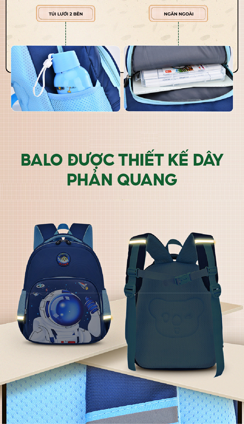Mô tả Balo cho bé trai bé gái đi học lớp 1-6 tiểu học,lớp lá 1989KIDS SHOP siêu nhẹ 450gr hình in sắc nét đáng yêu - 7