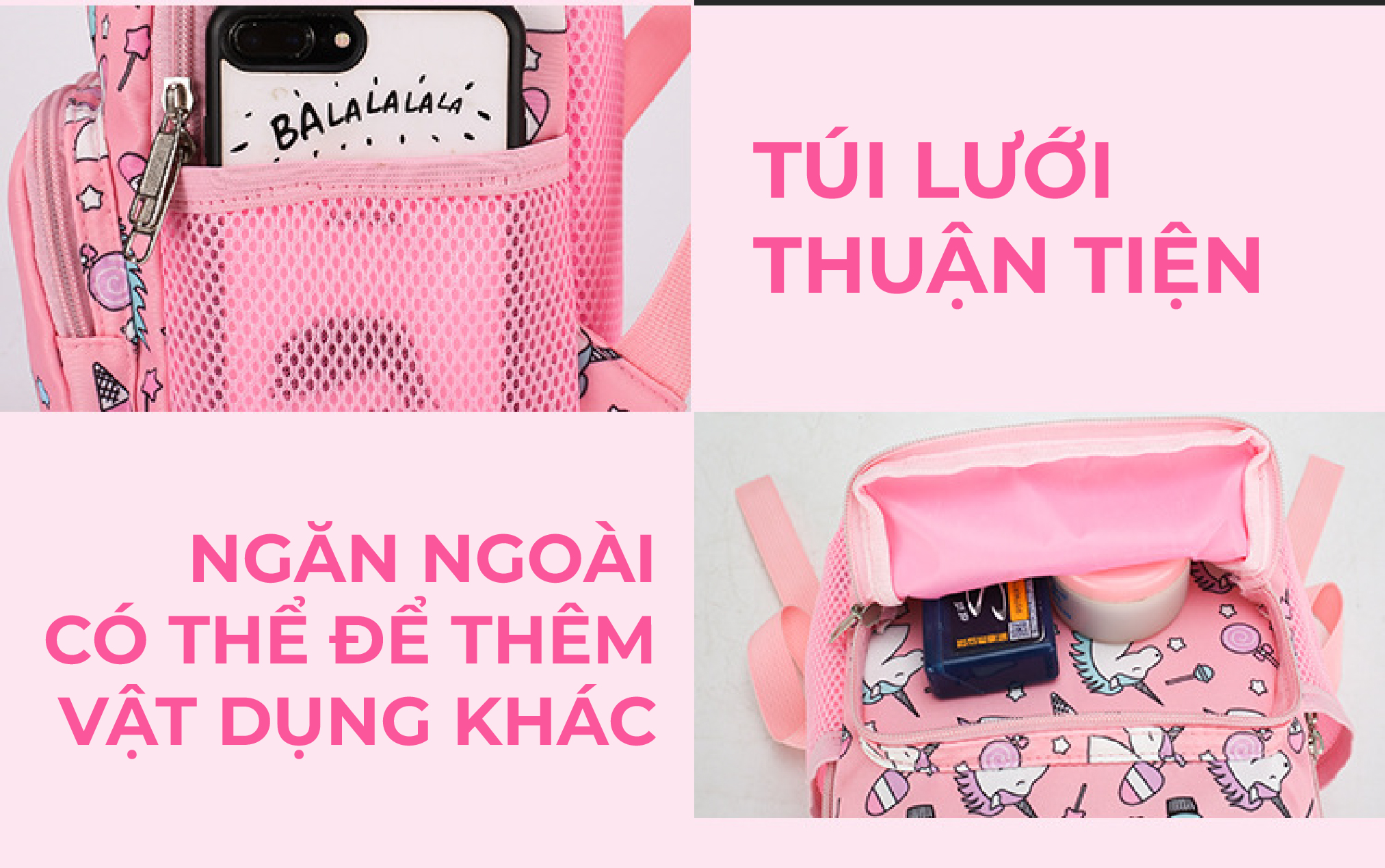 Mô tả Balo cho bé gái  đi học mẫu giáo mầm non 1989KIDS SHOP siêu nhẹ,chống thấm nước,đáng yêu,kích thước 27cm* 10cm*20cm - 5