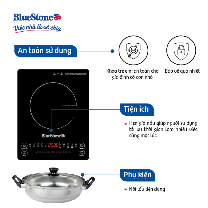 Mô tả Bếp Từ Đơn BlueStone ICB-6619 - 2000W - 4