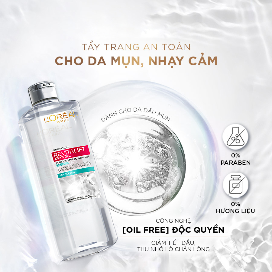 Mô tả Nước tẩy trang và làm sạch sâu 3-in-1 L'Oreal Paris  Micellar Water 400ml - 4
