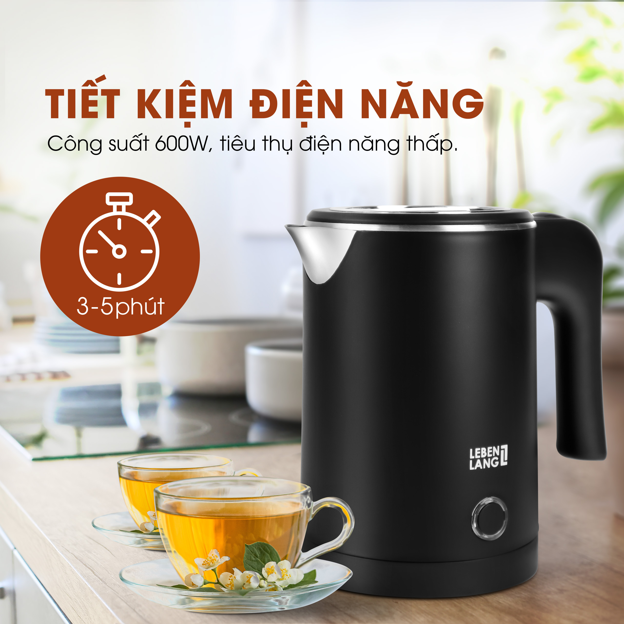 Mô tả Ấm siêu tốc mini Lebenlang LBL2319, 600W,sôi nhanh trong 4s, 500ml dễ mang đi du lịch,bảo hành 2 năm - 6