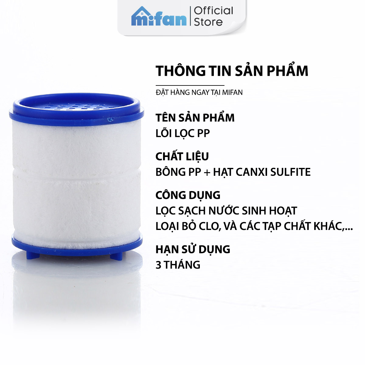 Mô tả Lõi lọc bông PP thay thế đầu vòi rửa bát Mifan - Lọc nước tại vòi, làm sạch canxi, clo, cặn bẩn, tạp chất trong nước - 9