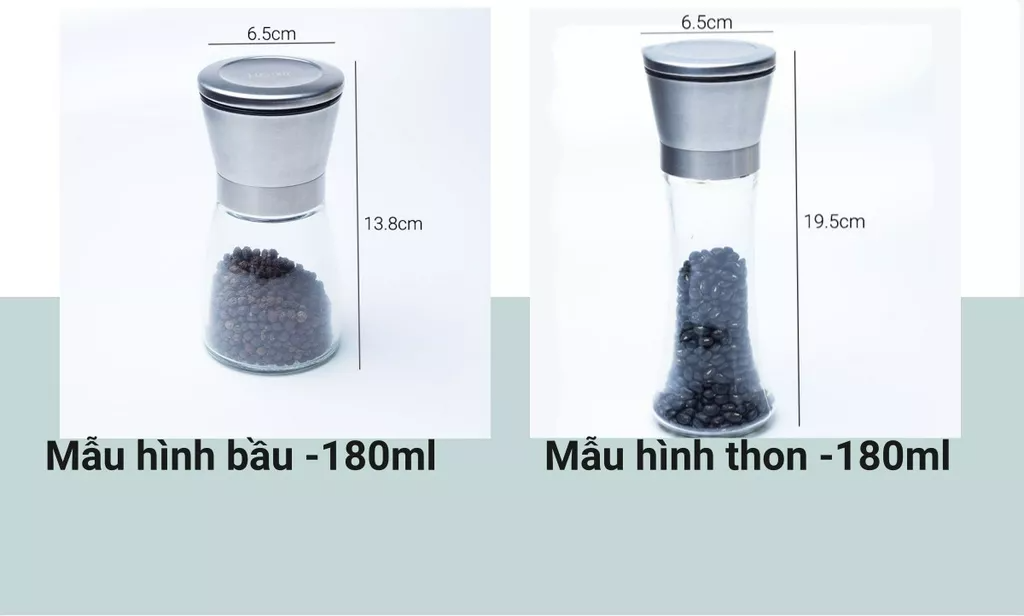 Mô tả Lọ xay tiêu cầm tay Hobby Home Decor XT bình thủy tinh nắp viền inox 304 tiện dụng - 2 loại tùy chọn - 1