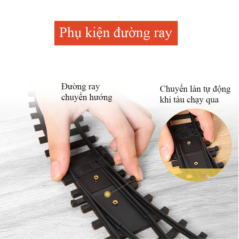 Mô tả Bộ đồ chơi đường ray xe lửa cổ điển KAVY phun được khói chất liệu hợp kim có nhạc và đèn - 5