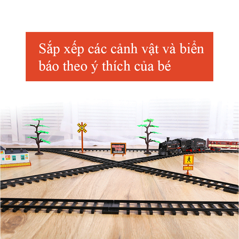 Mô tả Bộ đồ chơi đường ray xe lửa cổ điển KAVY phun được khói chất liệu hợp kim có nhạc và đèn - 8