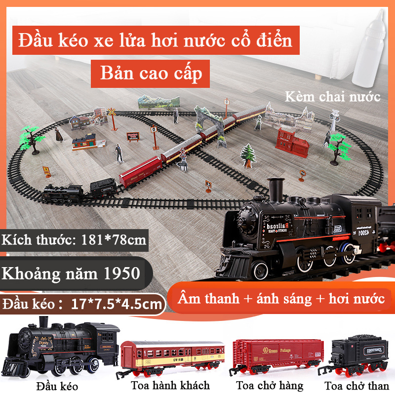 Mô tả Bộ đồ chơi đường ray xe lửa cổ điển KAVY phun được khói chất liệu hợp kim có nhạc và đèn - 11