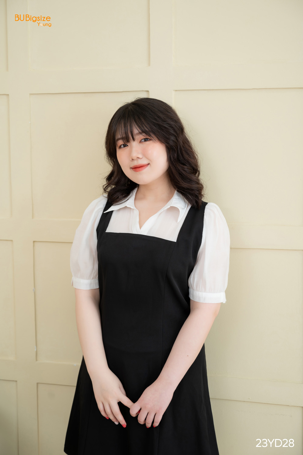 Mô tả Đầm sơ mi cổ đức phối trắng giả yếm BIGSIZE (55kg đến 95kg) - 23YD28 - [BU Bigsize Young] - 3