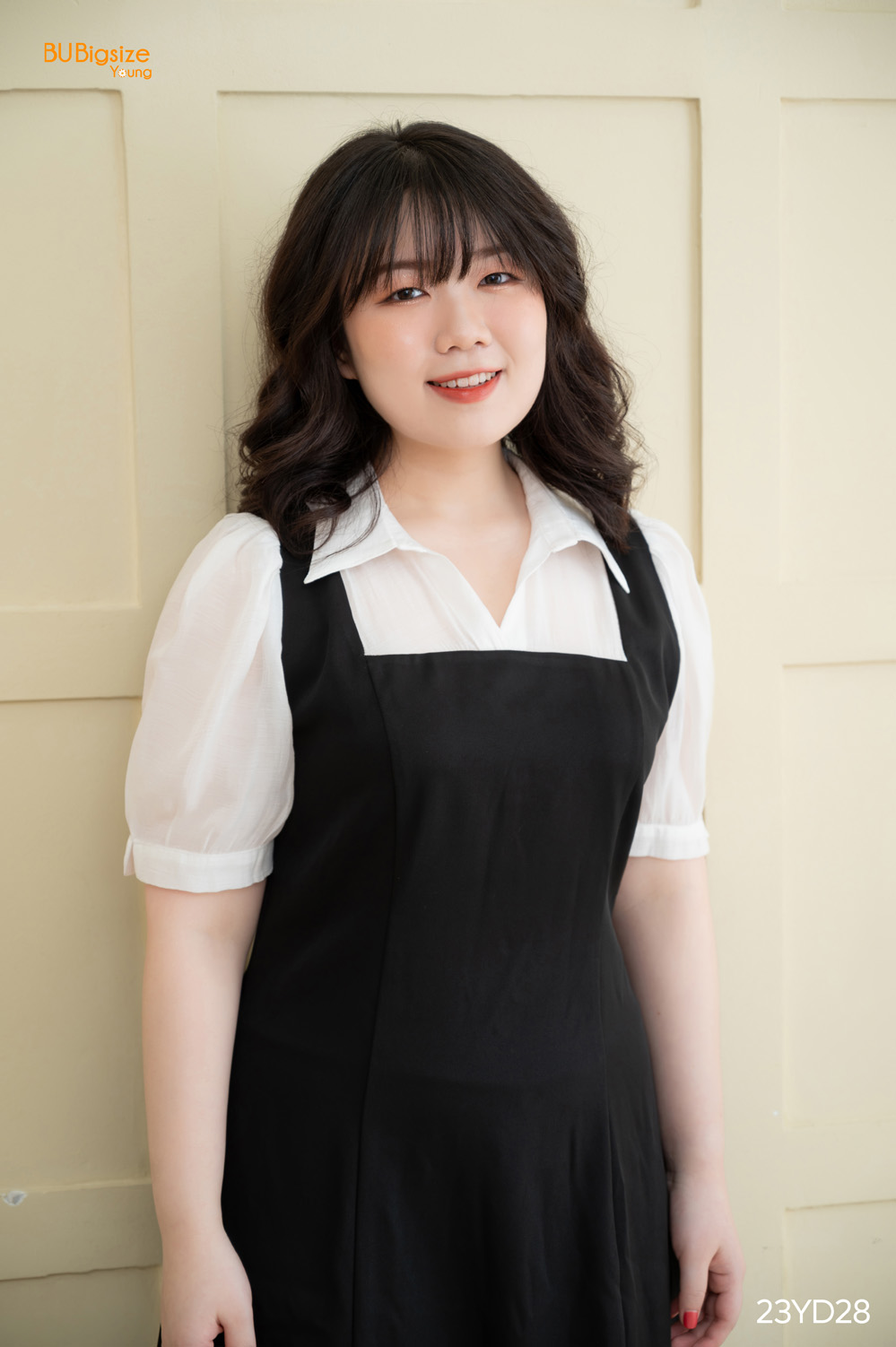 Mô tả Đầm sơ mi cổ đức phối trắng giả yếm BIGSIZE (55kg đến 95kg) - 23YD28 - [BU Bigsize Young] - 4