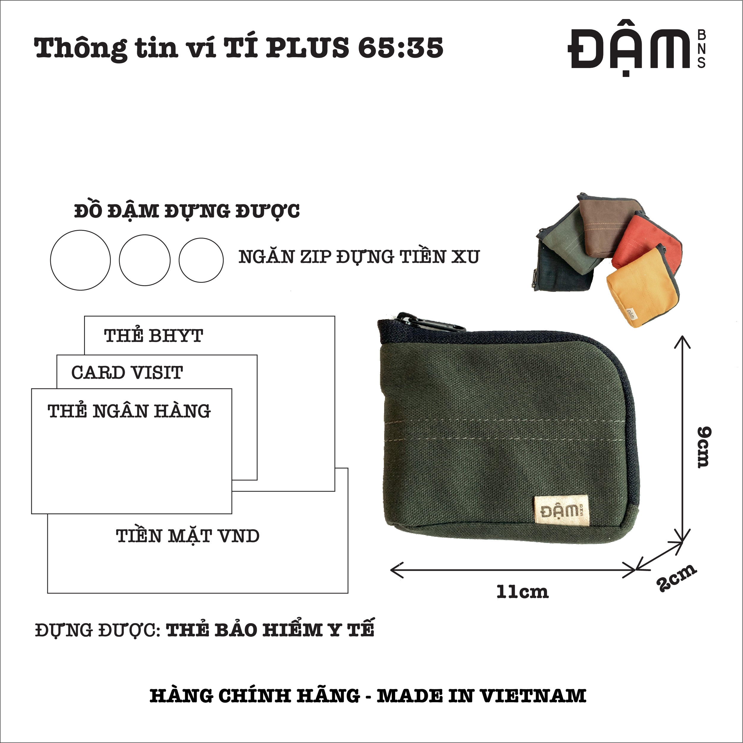 Mô tả ĐẬM BNS ví vải nhiều ngăn du lịch thời trang vừa giấy tờ tùy thân TÍ PLUS - 1
