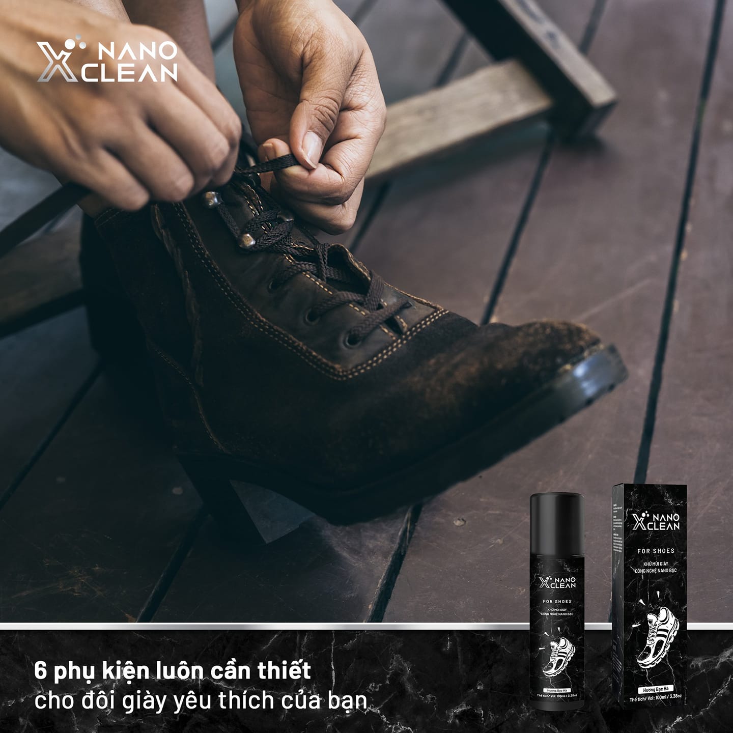 Mô tả Chai xịt giày diệt khuẩn khử mùi hôi giày, hôi chân Nano Xclean For Shoes 100ml Hương Bạc Hà - Nano Bạc AHT Corp (AHTC) - 3