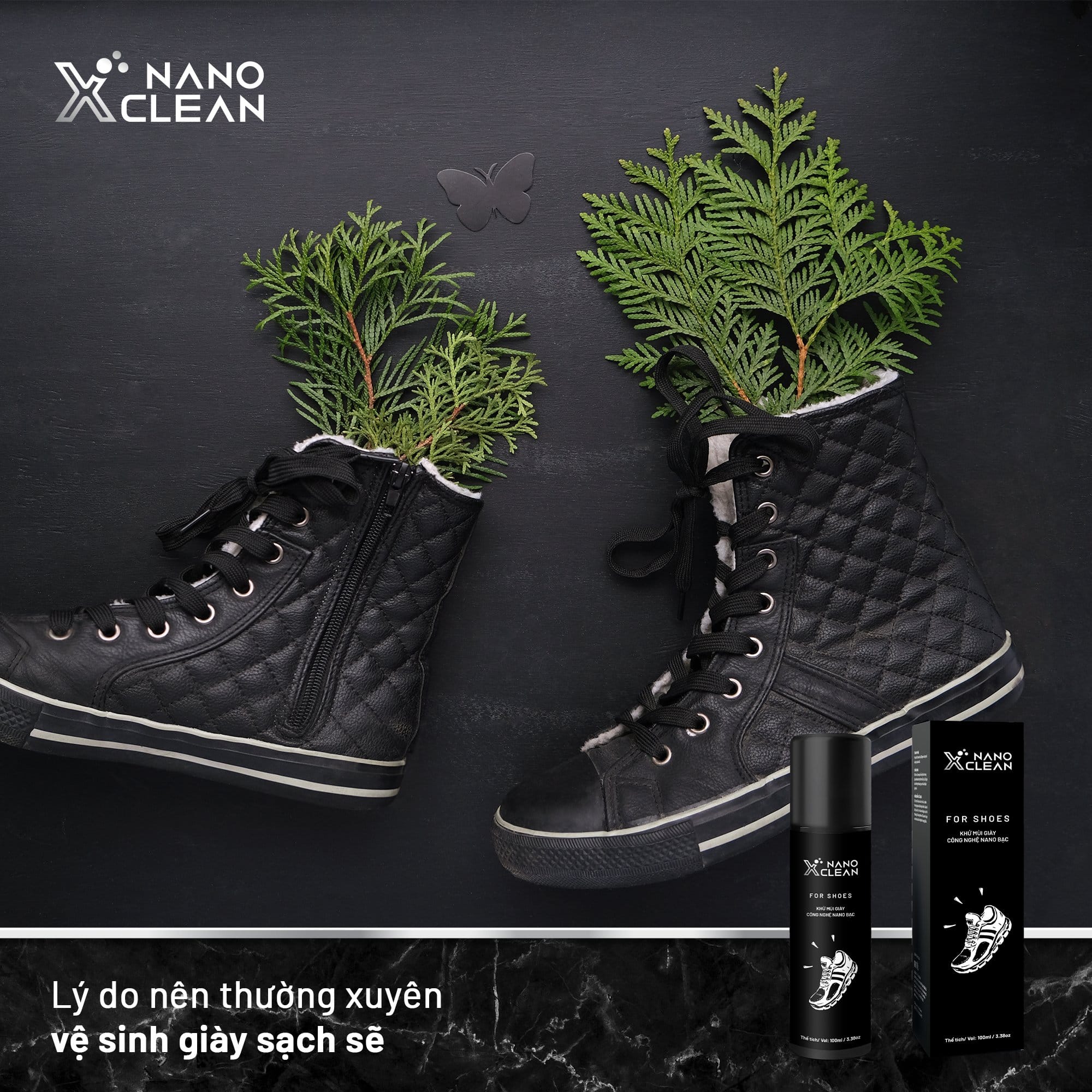 Mô tả Chai xịt giày diệt khuẩn khử mùi hôi giày, hôi chân Nano Xclean For Shoes 100ml Hương Bạc Hà - Nano Bạc AHT Corp (AHTC) - 8