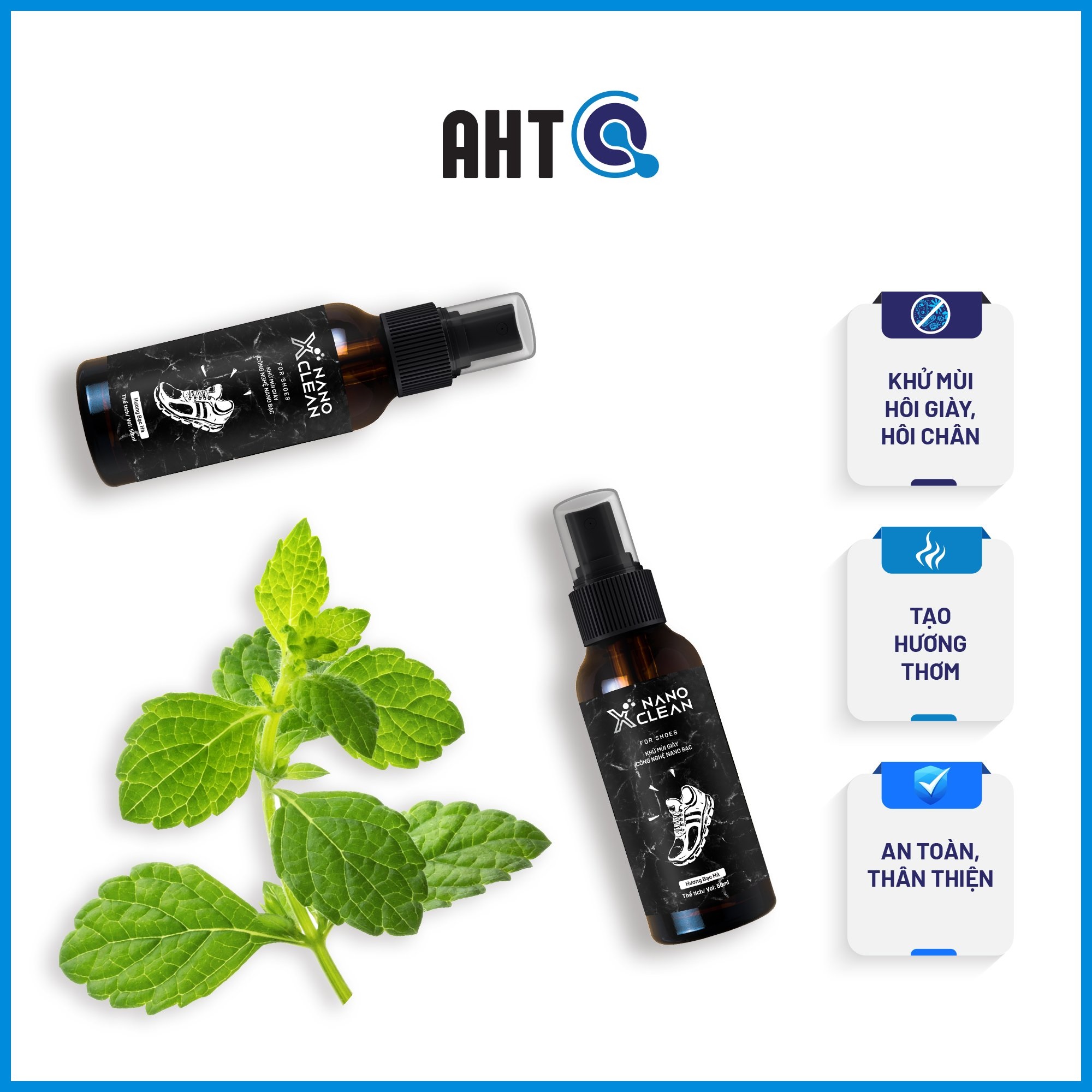 Mô tả Xịt Khử Mùi Giày Nano Xclean Nano Bạc Hương Bạc Hà 50ml - Chuyên Khử Mùi, Diệt Khuẩn - 1