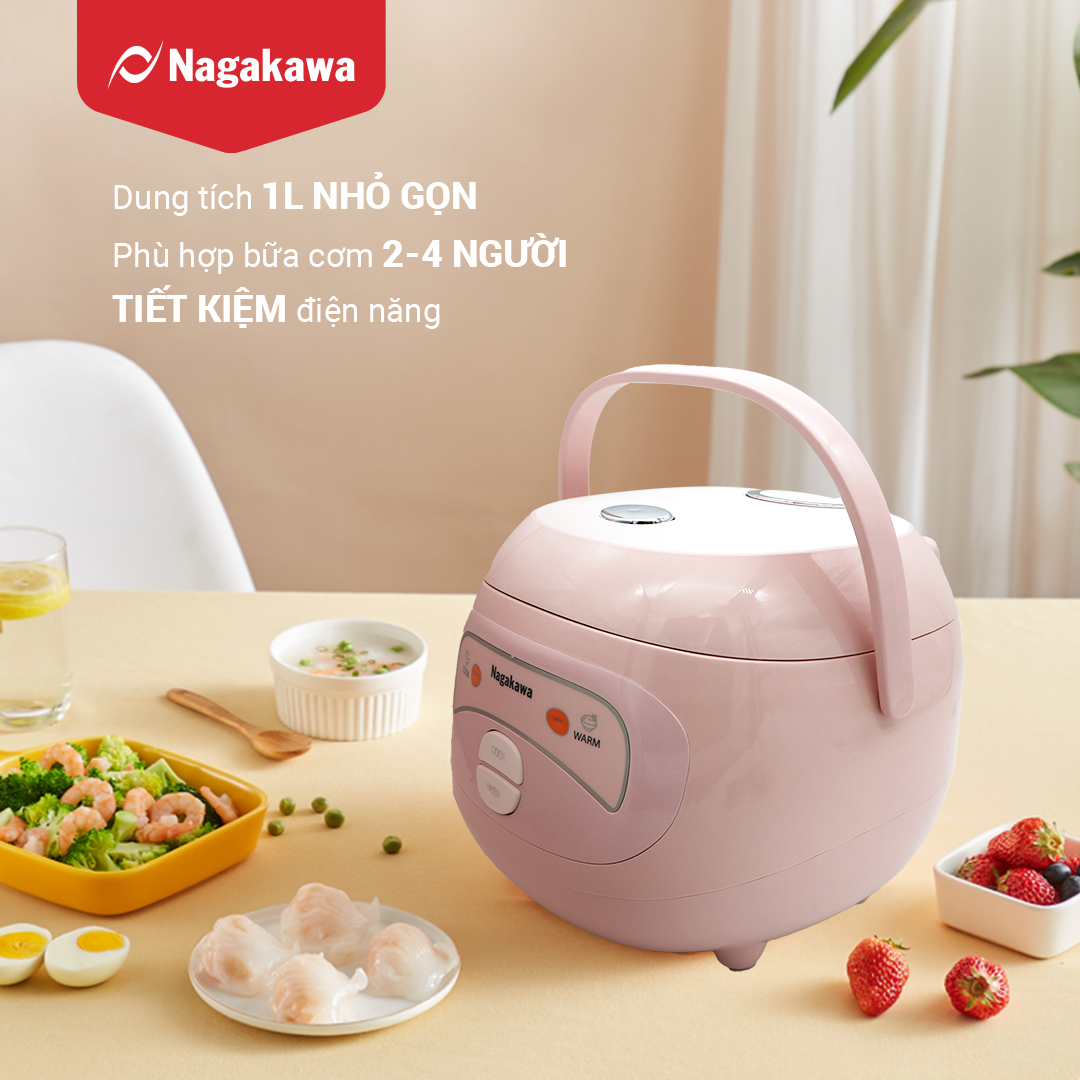 Nồi cơm điện Nagakawa NAG0134 màu Hồng Trắng