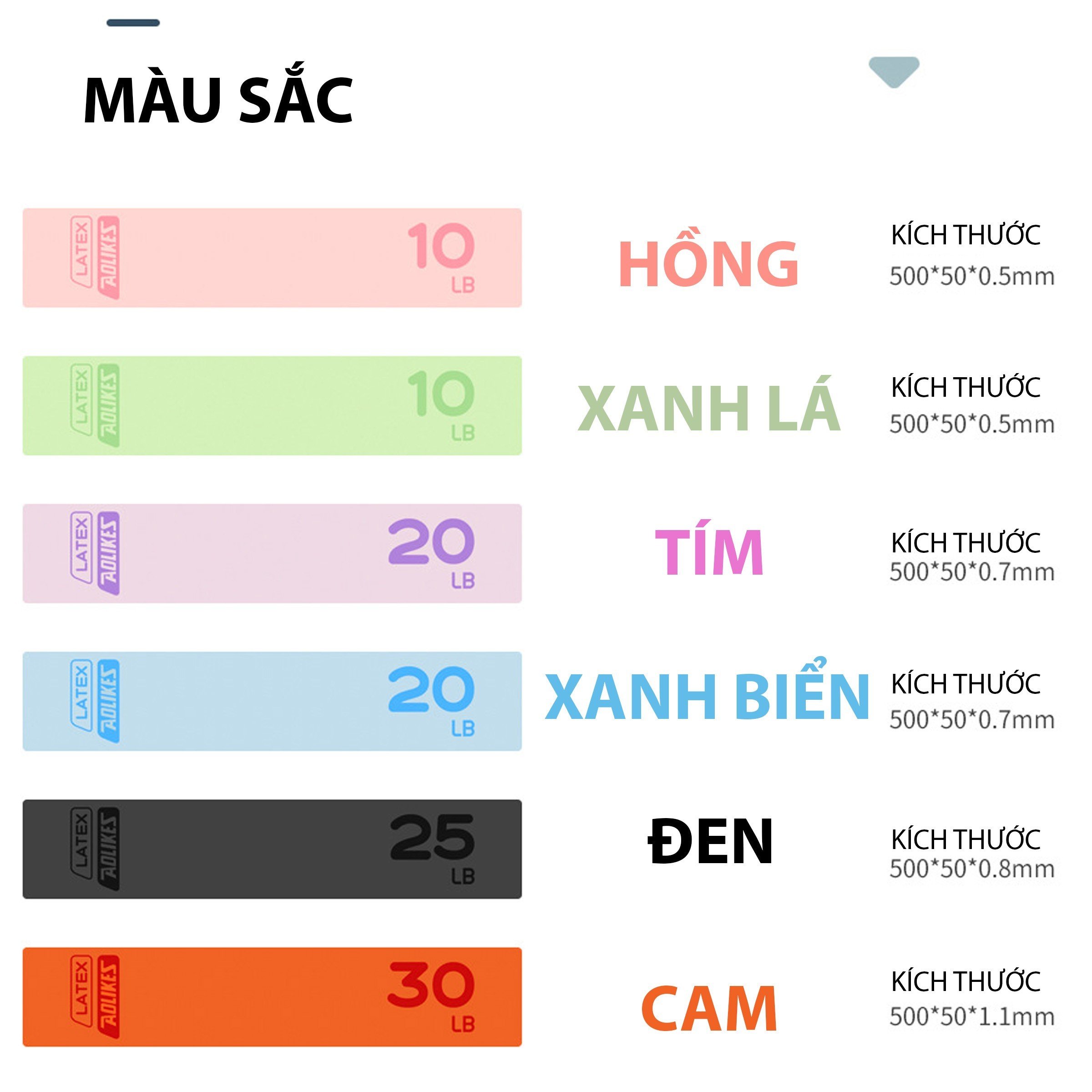 Mô tả Dây kháng lực, miniband tập tay, mông cao su Aolikes 3601 - 1