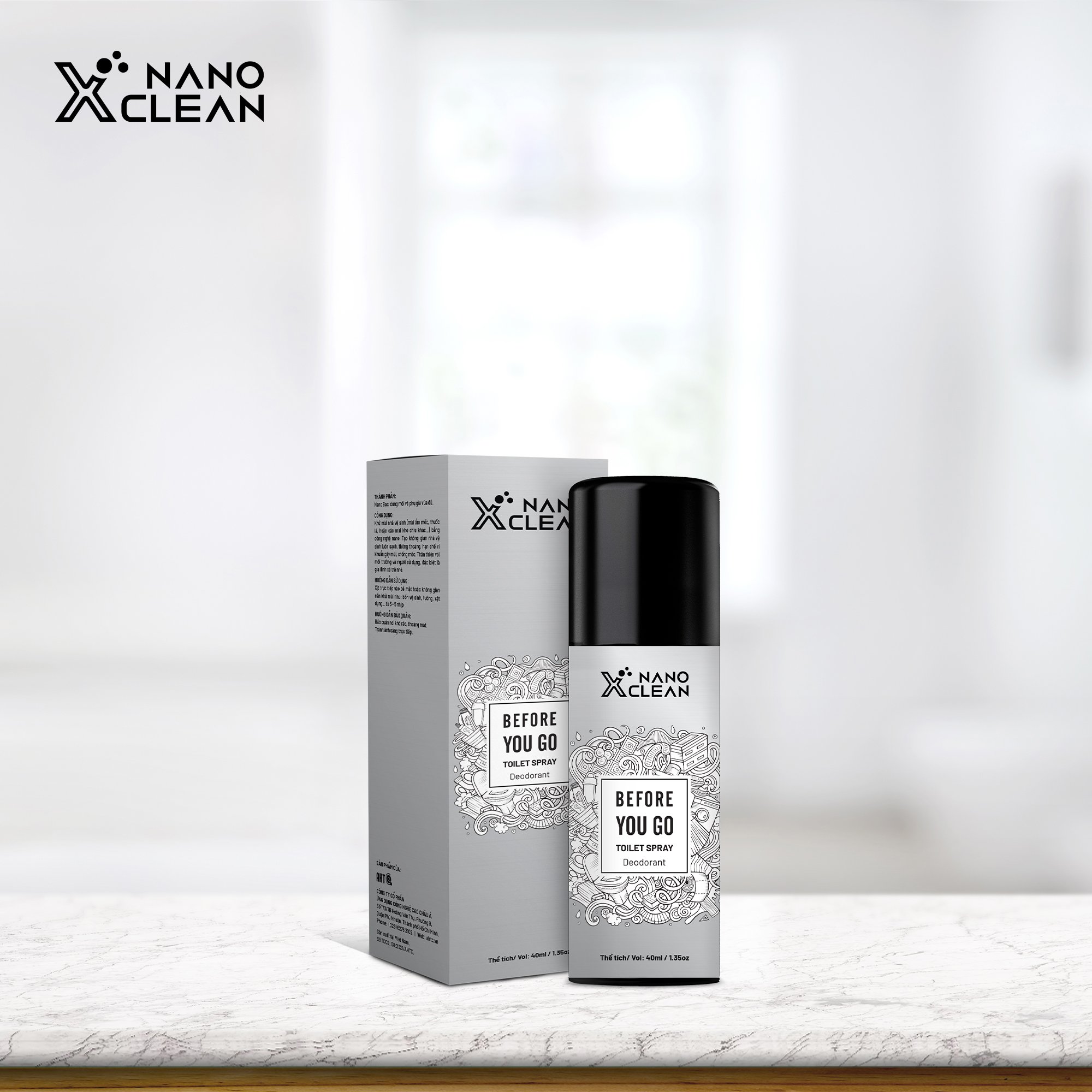 Mô tả CHAI XỊT DIỆT KHUẨN KHỬ MÙI BỒN CẦU TOILET NHÀ VỆ SINH 40ML-NANO XCLEAN TOILET SPRAY- AHT CORP (AHTC) - 1