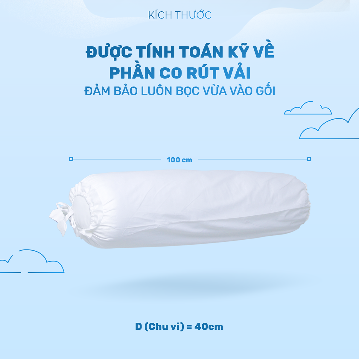 Mô tả Vỏ gối ôm CHU MY T400, 100% cotton, màu trắng, 40x100cm - Chuẩn khách sạn - 2